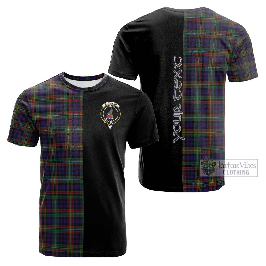 Tartan Vibes Clothing Clelland Tartan Cotton T-shirt with Family Crest and Half Of Me Style