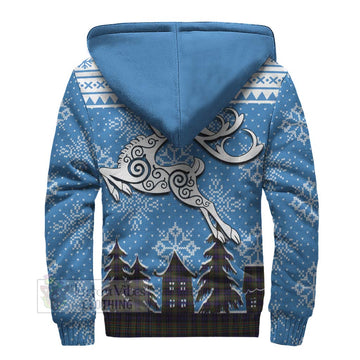 Clelland Clan Christmas Sherpa Hoodie Celtic Reindeer Style