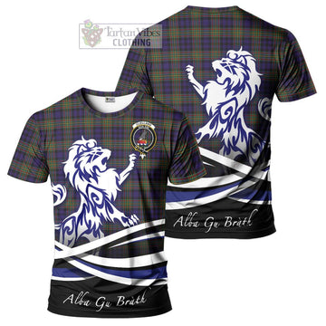 Clelland Tartan Cotton T-shirt with Alba Gu Brath Regal Lion Emblem