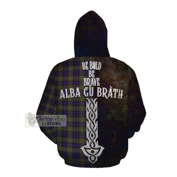 Clelland Tartan Family Crest Cotton Hoodie Alba Gu Brath Be Brave Lion Ancient Style Pullover Hoodie - Tartan Vibes Clothing