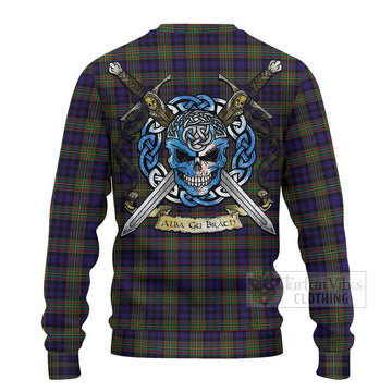 Clelland Tartan Ugly Sweater with Family Crest Celtic Skull Style