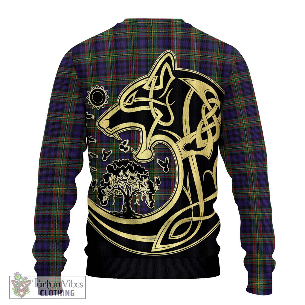 Clelland Tartan Knitted Sweater with Family Crest Celtic Wolf Style - Tartan Vibes Clothing