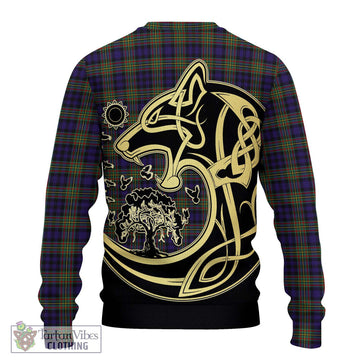 Clelland Tartan Ugly Sweater with Family Crest Celtic Wolf Style