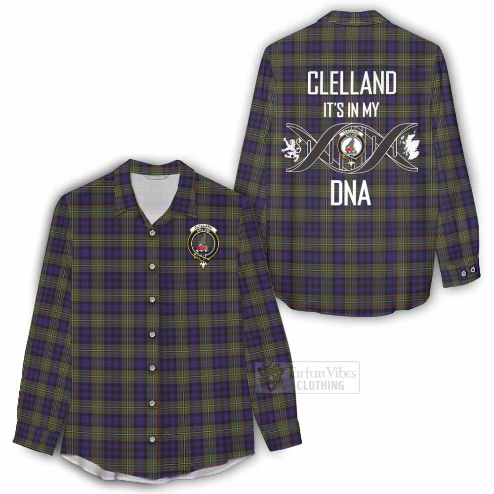 Tartan Vibes Clothing Clelland Tartan Women's Casual Shirt with Family Crest DNA In Me Style