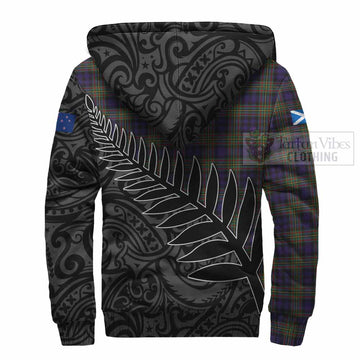 Clelland Crest Tartan Sherpa Hoodie with New Zealand Silver Fern Half Style