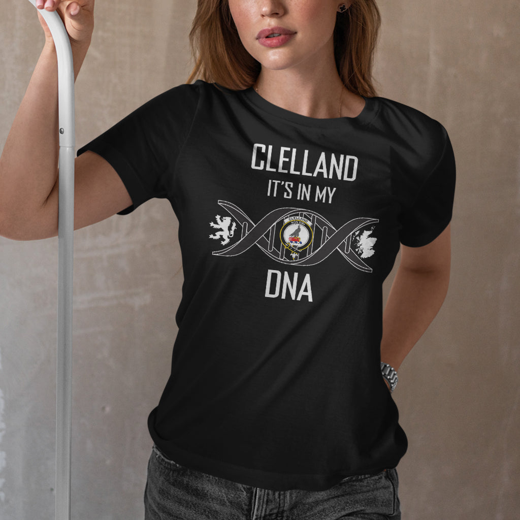 Clelland Family Crest DNA In Me Womens Cotton T Shirt - 2D-tartanvibesclothing