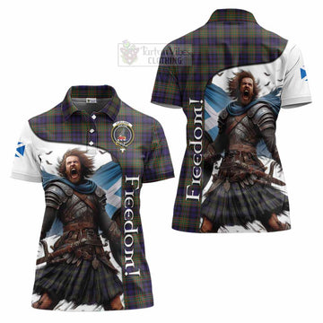 Clelland Crest Tartan Women's Polo Shirt Inspired by the Freedom of Scottish Warrior