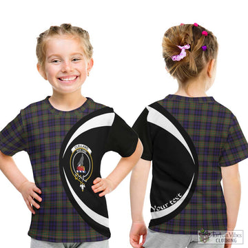 Clelland Tartan Kid T-Shirt with Family Crest Circle Style