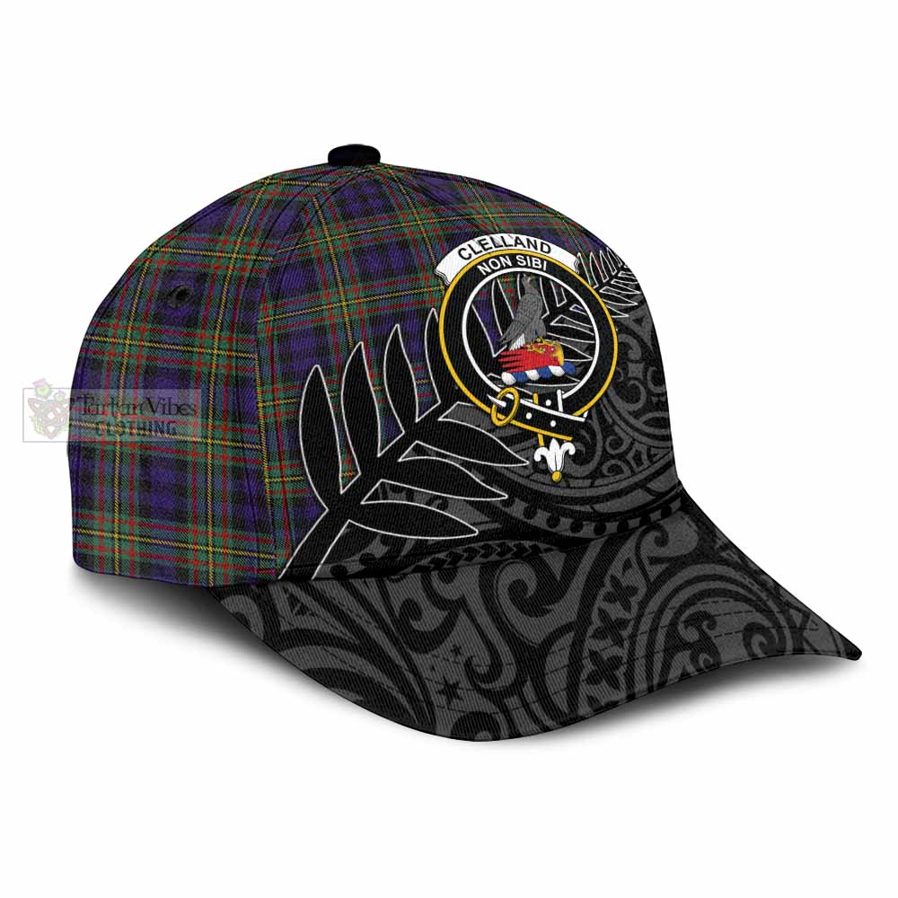 Tartan Vibes Clothing Clelland Tartan Classic Cap with New Zealand Silver Fern Half Style