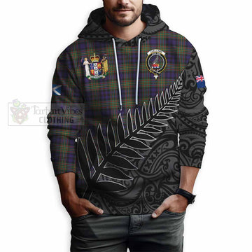 Clelland Crest Tartan Hoodie with New Zealand Silver Fern Half Style