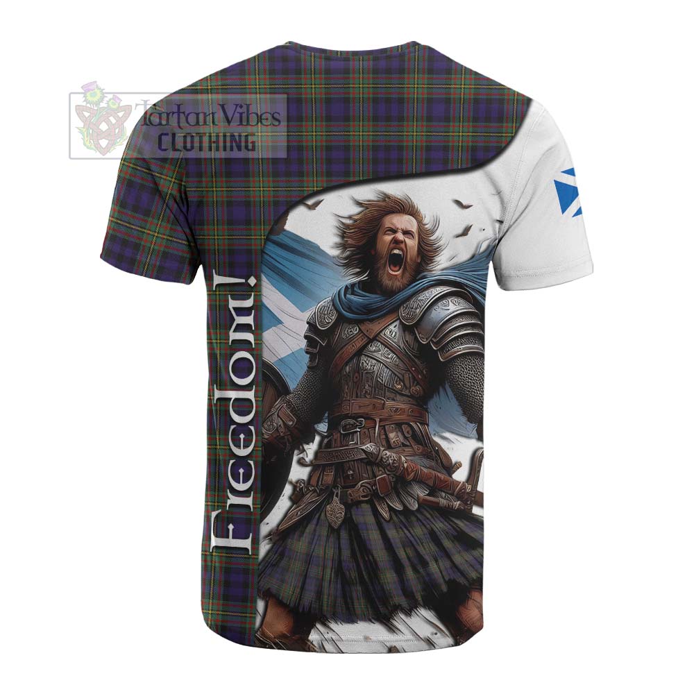 Tartan Vibes Clothing Clelland Crest Tartan Cotton T-shirt Inspired by the Freedom of Scottish Warrior