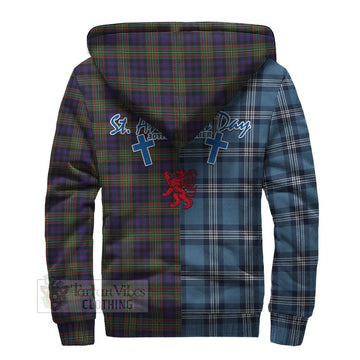 Clelland Tartan Sherpa Hoodie Happy St. Andrew's Day Half Tartan Style