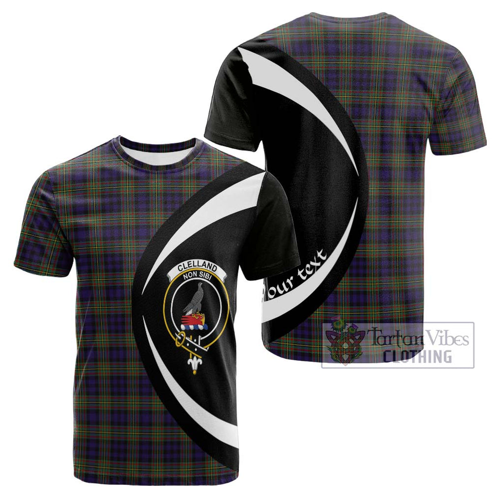 Tartan Vibes Clothing Clelland Tartan Cotton T-shirt with Family Crest Circle Style