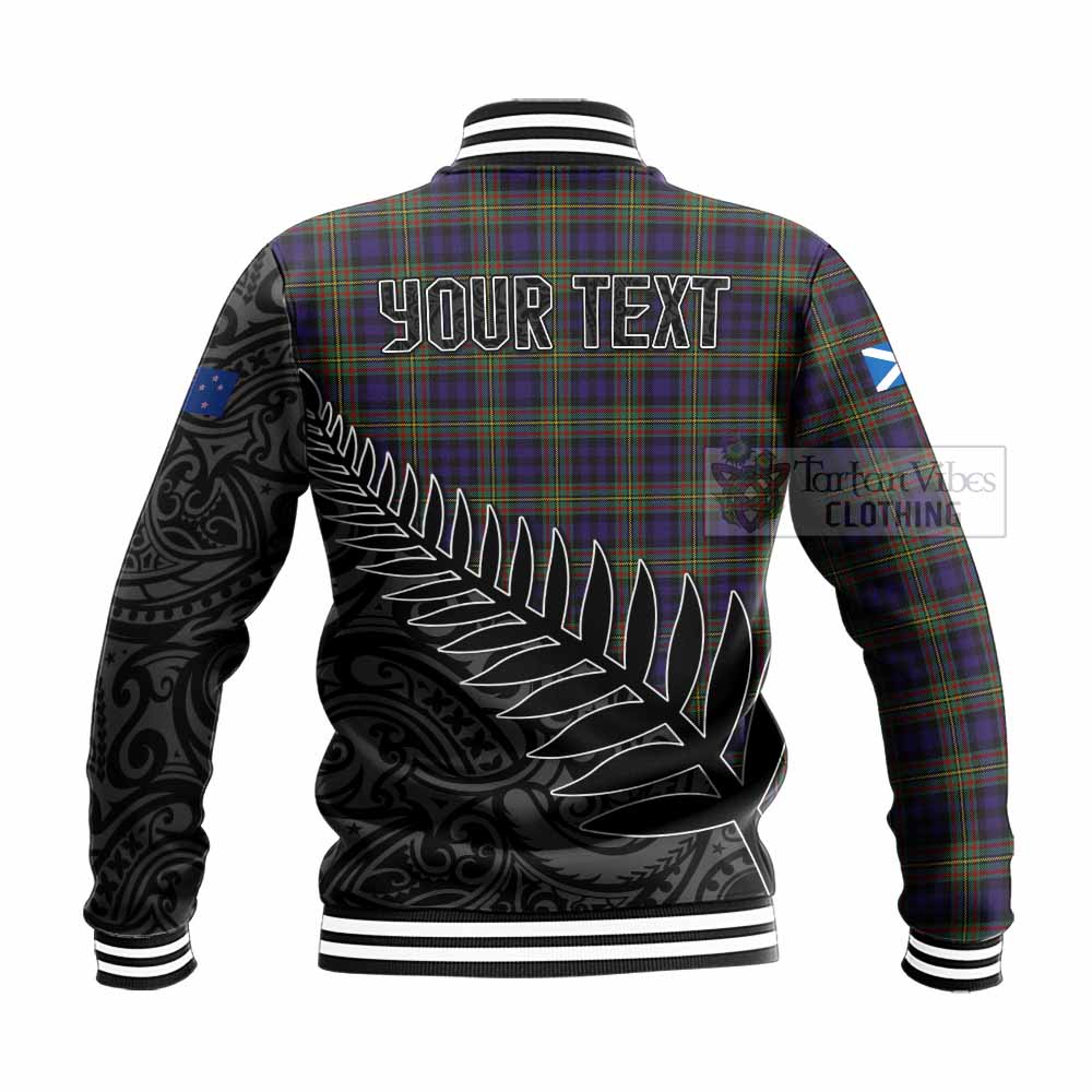 Tartan Vibes Clothing Clelland Crest Tartan Baseball Jacket with New Zealand Silver Fern Half Style