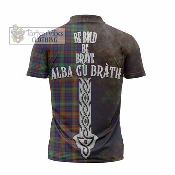 Clelland Tartan Family Crest Zipper Polo Shirt Alba Gu Brath Be Brave Lion Ancient Style - Tartan Vibes Clothing
