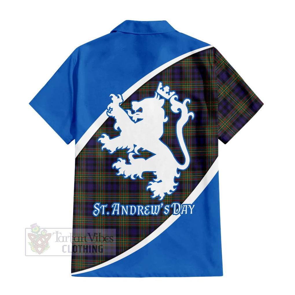 Tartan Vibes Clothing Clelland Family Crest Tartan Short Sleeve Button Shirt Celebrate Saint Andrew's Day in Style