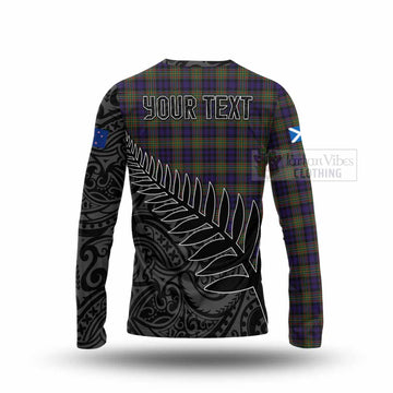 Clelland Crest Tartan Long Sleeve T-Shirt with New Zealand Silver Fern Half Style