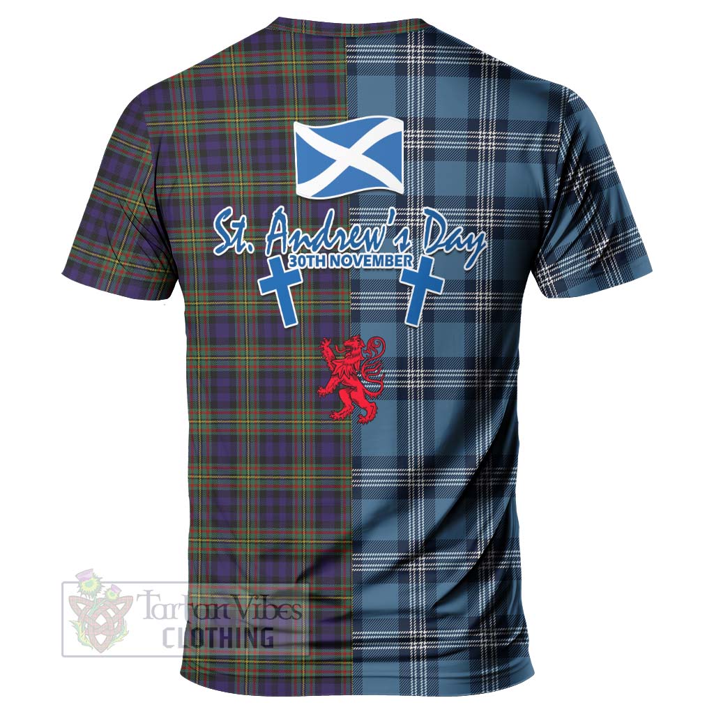 Tartan Vibes Clothing Clelland Tartan T-Shirt Happy St. Andrew's Day Half Tartan Style