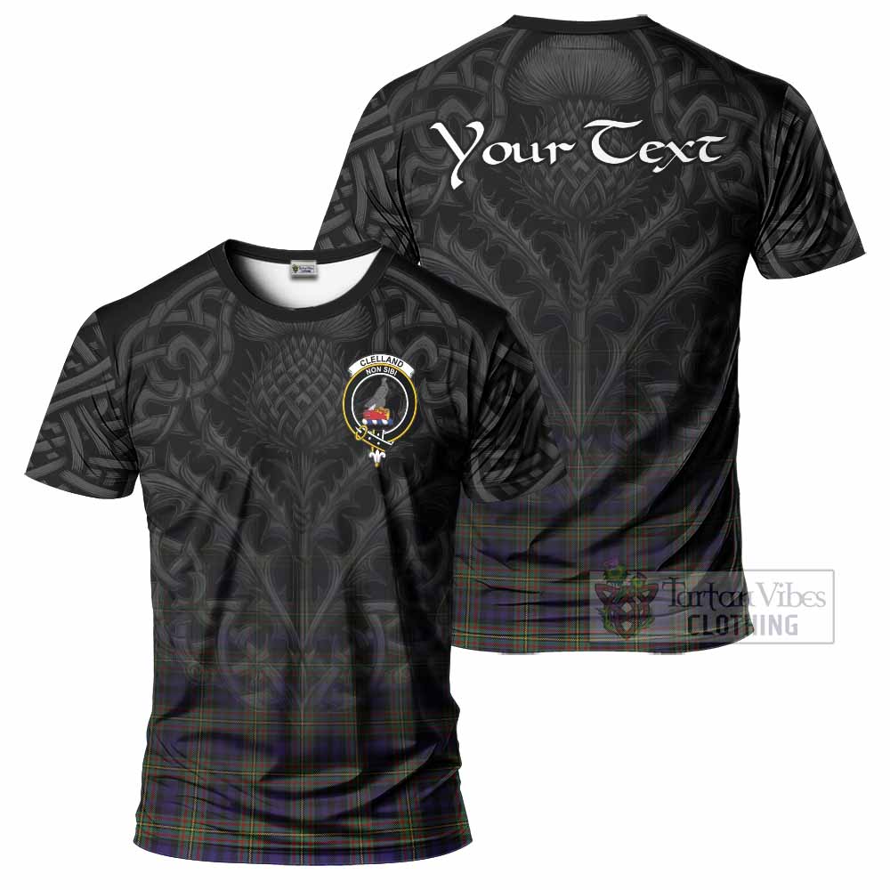 Tartan Vibes Clothing Clelland Tartan T-Shirt with Family Crest Celtic Thistle Vibes