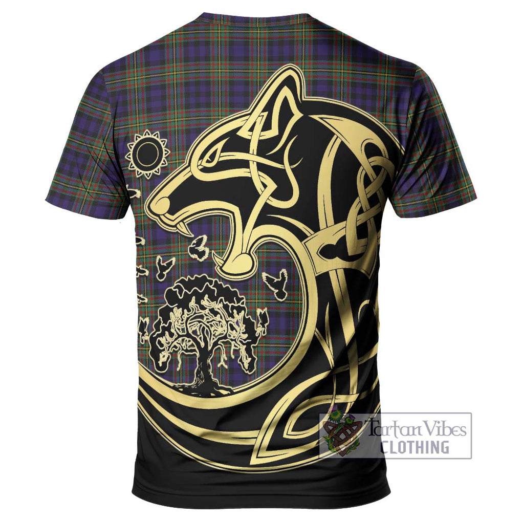 Clelland Tartan T-Shirt with Family Crest Celtic Wolf Style - Tartan Vibes Clothing