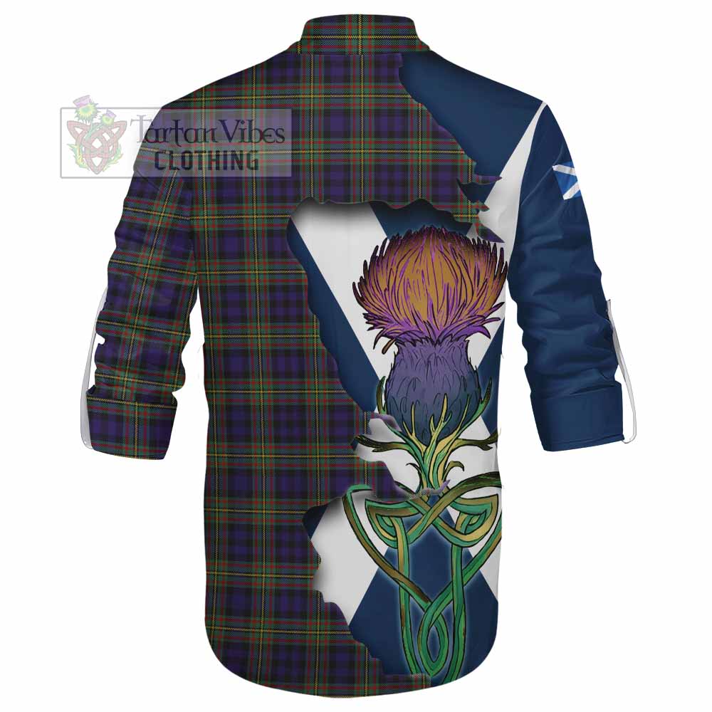 Clelland Tartan Family Crest Ghillie Kilt Shirt Scottish Thistle Celtic Inspired - Tartan Vibes Clothing
