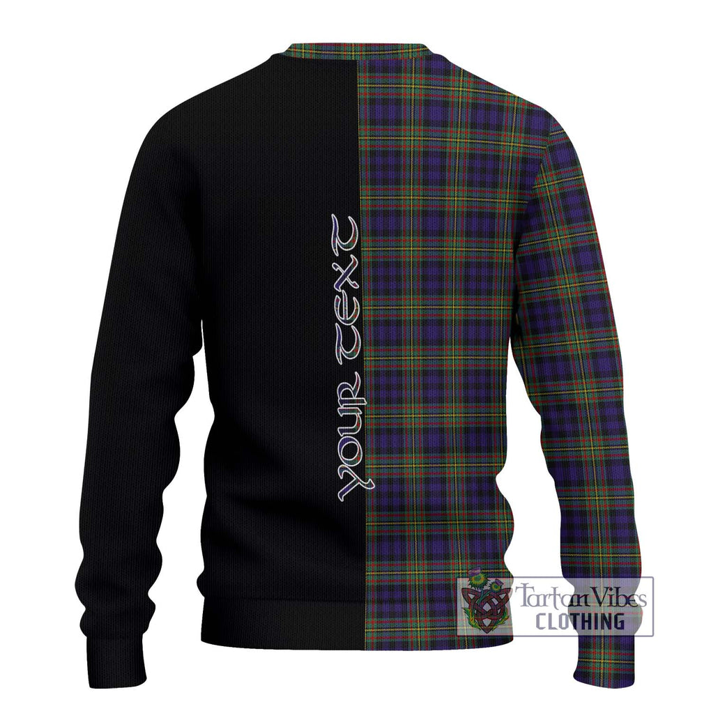 Clelland Tartan Knitted Sweater with Family Crest and Half Of Me Style - Tartanvibesclothing Shop