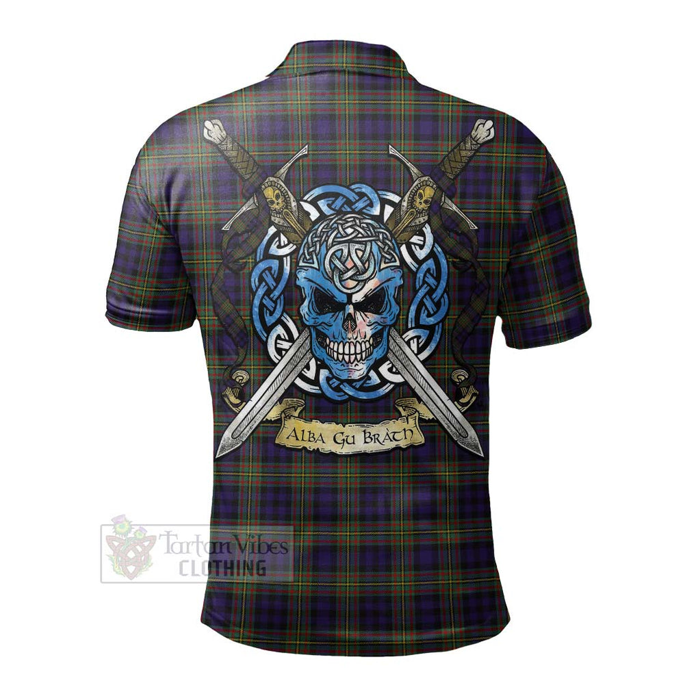 Tartan Vibes Clothing Clelland Tartan Polo Shirt with Family Crest Celtic Skull Style