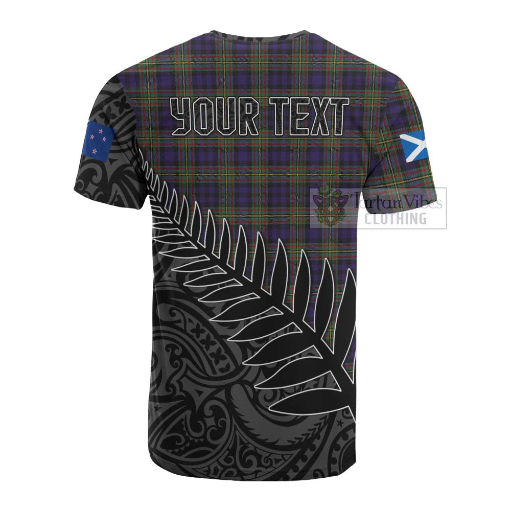 Tartan Vibes Clothing Clelland Crest Tartan Cotton T-shirt with New Zealand Silver Fern Half Style