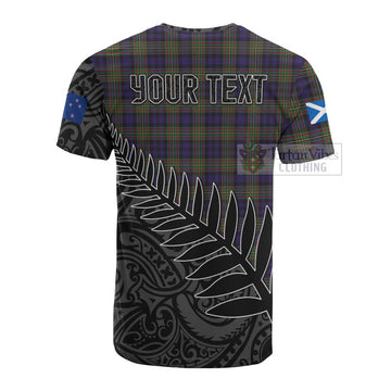 Clelland Crest Tartan Cotton T-shirt with New Zealand Silver Fern Half Style