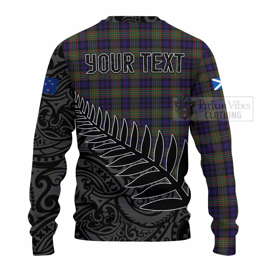 Tartan Vibes Clothing Clelland Crest Tartan Knitted Sweater with New Zealand Silver Fern Half Style