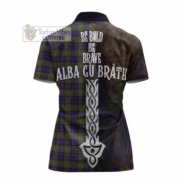 Clelland Tartan Family Crest Women's Polo Shirt Alba Gu Brath Be Brave Lion Ancient Style - Tartan Vibes Clothing