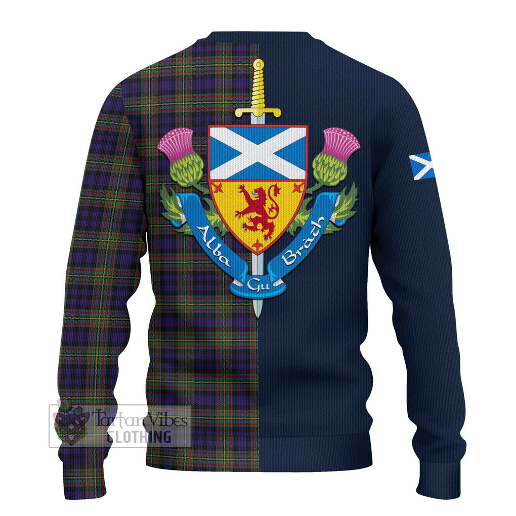 Tartan Vibes Clothing Clelland Tartan Knitted Sweater with Scottish Lion Royal Arm Half Style