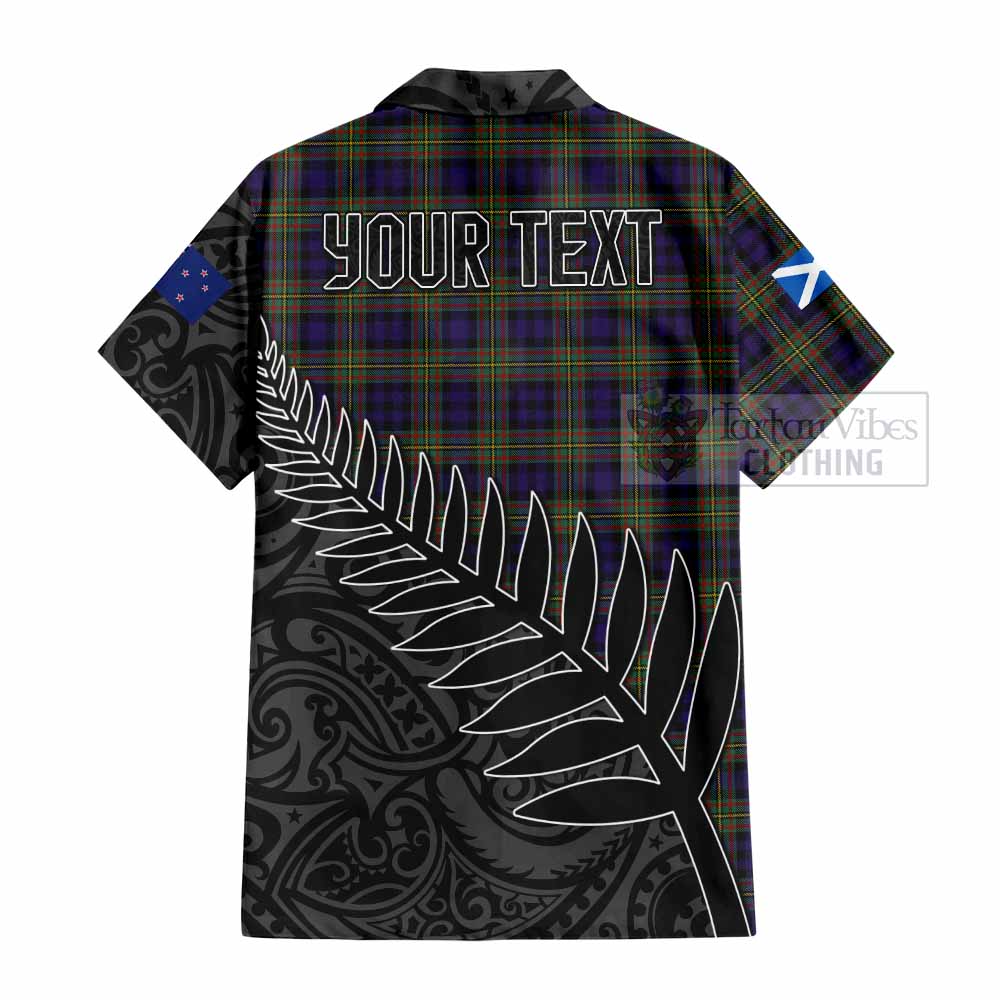 Tartan Vibes Clothing Clelland Crest Tartan Short Sleeve Button Shirt with New Zealand Silver Fern Half Style