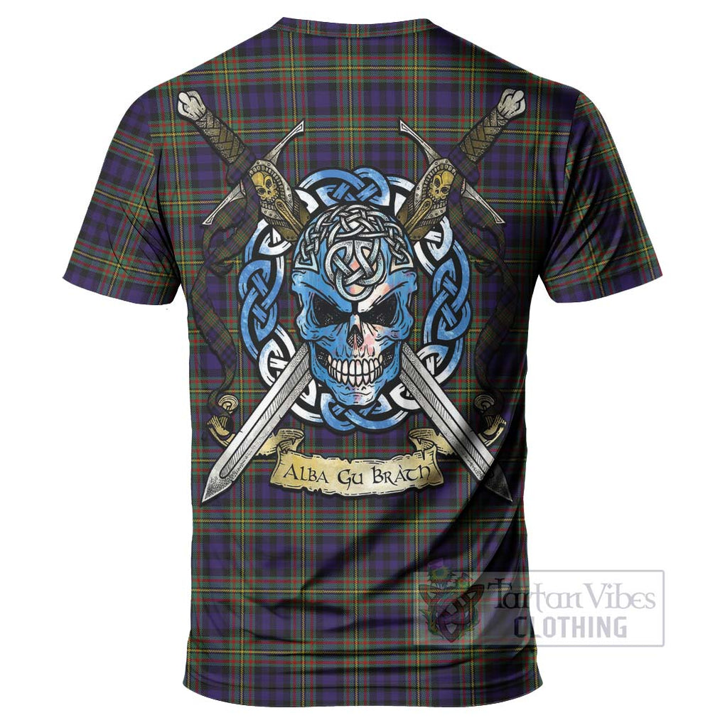 Tartan Vibes Clothing Clelland Tartan T-Shirt with Family Crest Celtic Skull Style