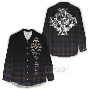 Clelland Tartan Women's Casual Shirt Featuring Alba Gu Brath Family Crest Celtic Inspired