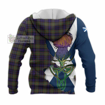 Clelland Tartan Family Crest Knitted Hoodie Scottish Thistle Celtic Inspired - Tartan Vibes Clothing