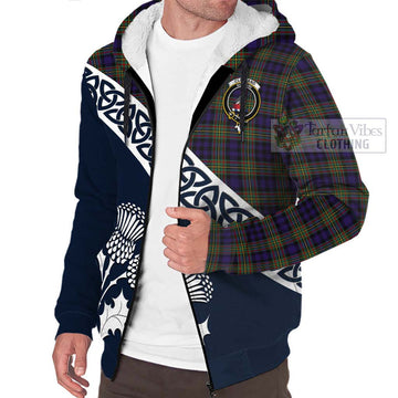 Clelland Tartan Sherpa Hoodie Featuring Thistle and Scotland Map