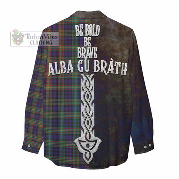 Clelland Tartan Family Crest Women's Casual Shirt Alba Gu Brath Be Brave Lion Ancient Style - Tartan Vibes Clothing