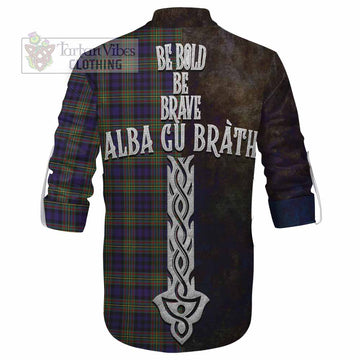 Clelland Tartan Family Crest Ghillie Kilt Shirt Alba Gu Brath Be Brave Lion Ancient Style - Tartan Vibes Clothing