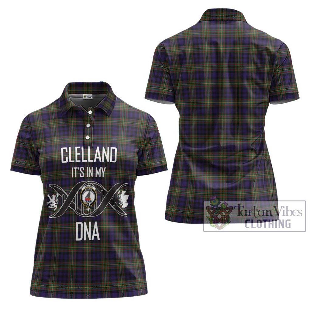 Clelland Tartan Women's Polo Shirt with Family Crest DNA In Me Style - Tartanvibesclothing Shop