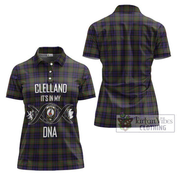 Clelland Tartan Women's Polo Shirt with Family Crest DNA In Me Style