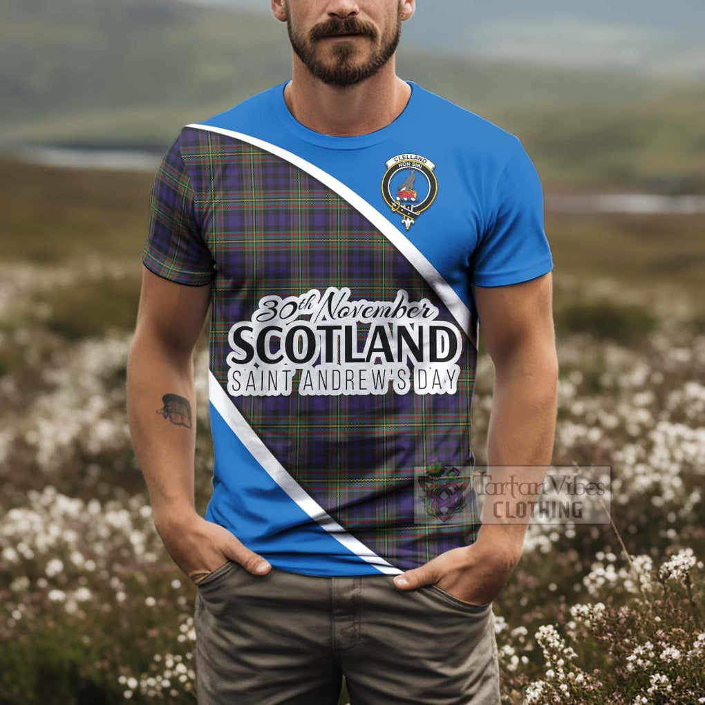 Tartan Vibes Clothing Clelland Family Crest Tartan T-Shirt Celebrate Saint Andrew's Day in Style