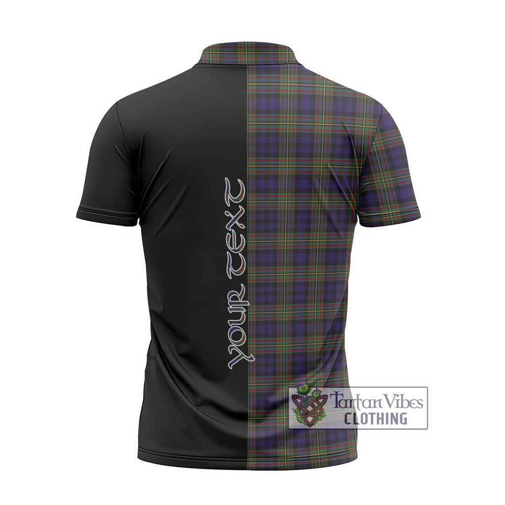 Clelland Tartan Zipper Polo Shirt with Family Crest and Half Of Me Style - Tartanvibesclothing Shop