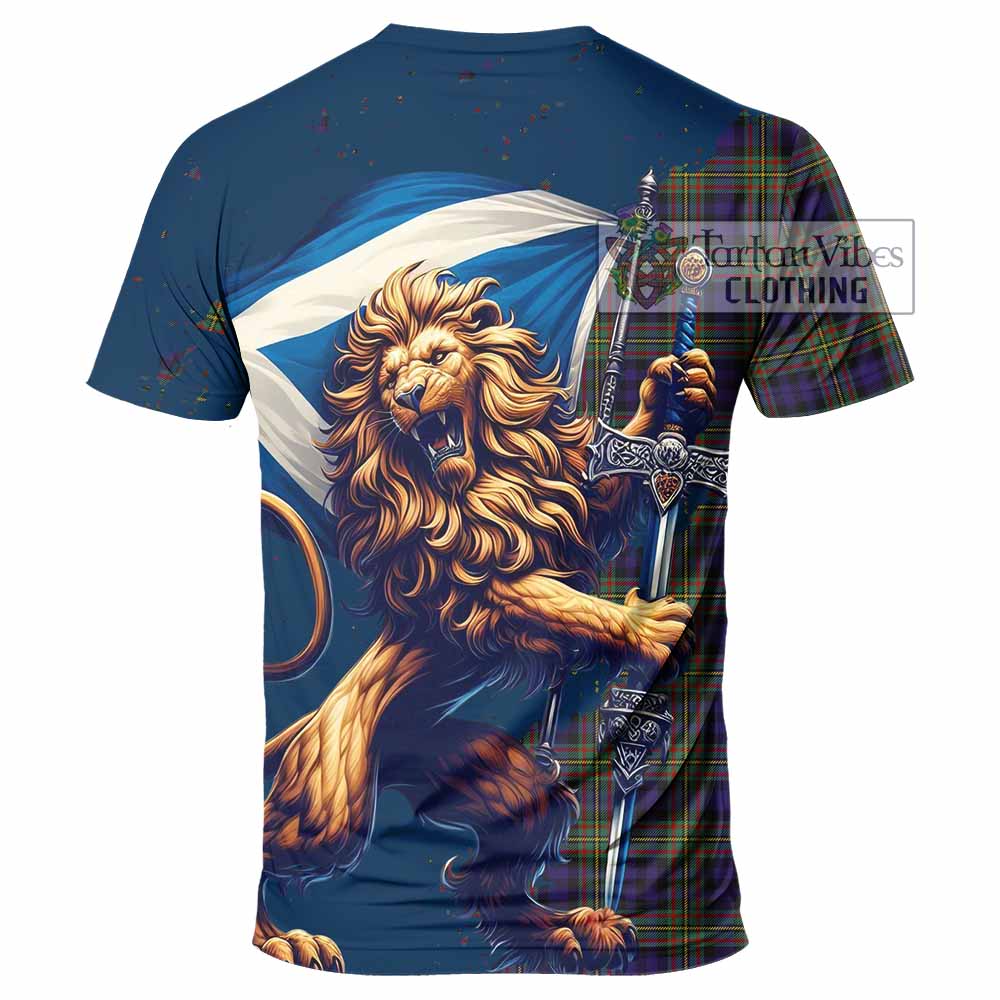 Tartan Vibes Clothing Clelland Tartan Family Crest T-Shirt with Scottish Majestic Lion