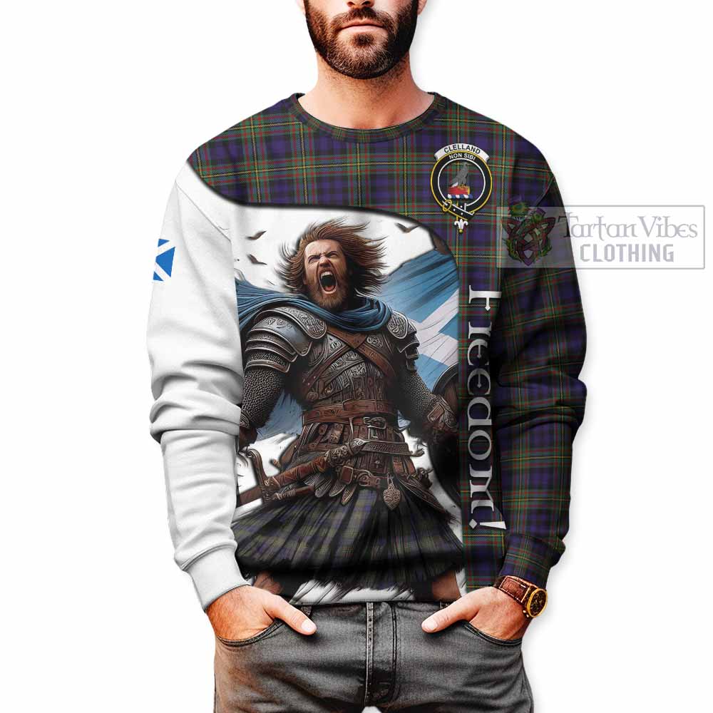 Tartan Vibes Clothing Clelland Crest Tartan Sweatshirt Inspired by the Freedom of Scottish Warrior