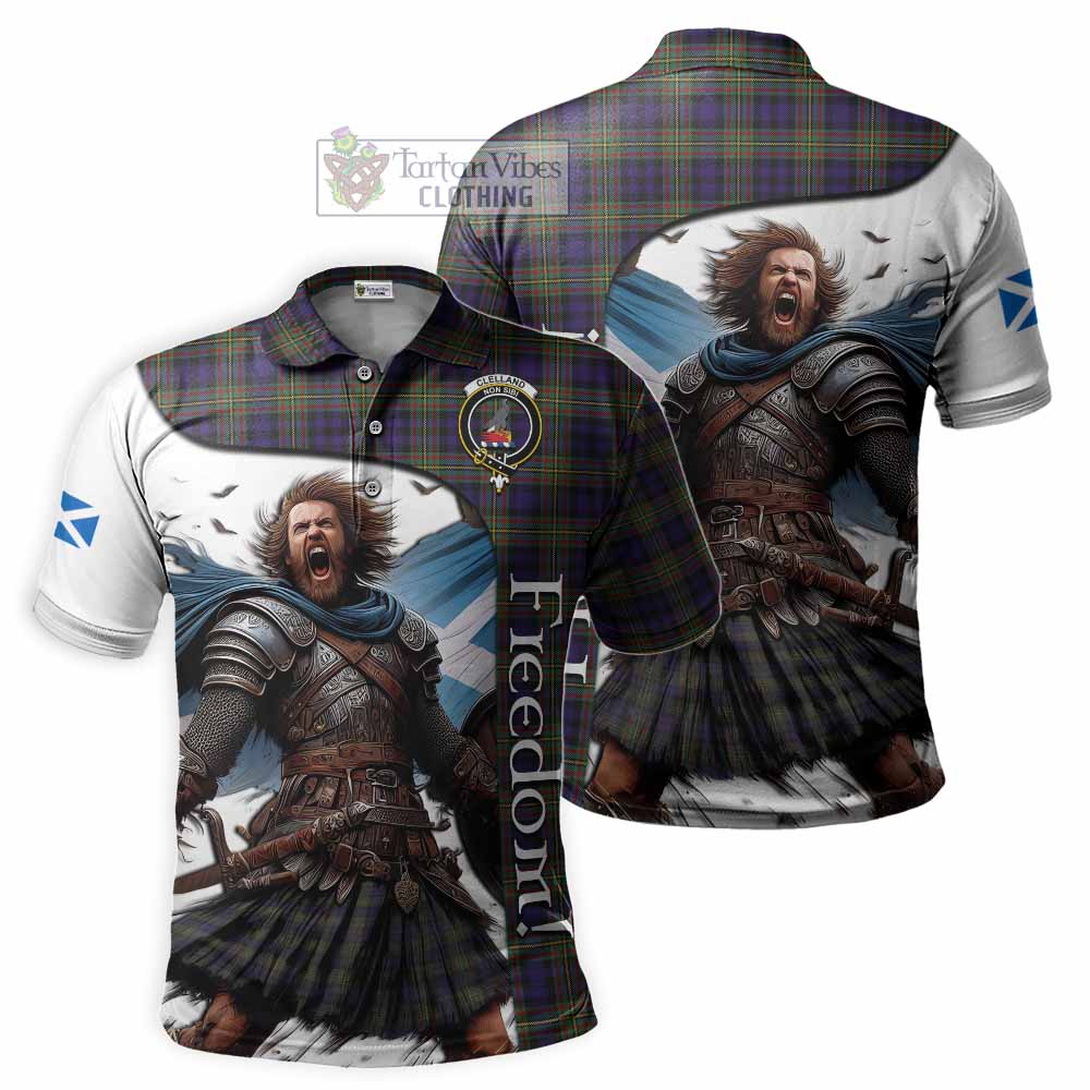 Tartan Vibes Clothing Clelland Crest Tartan Polo Shirt Inspired by the Freedom of Scottish Warrior