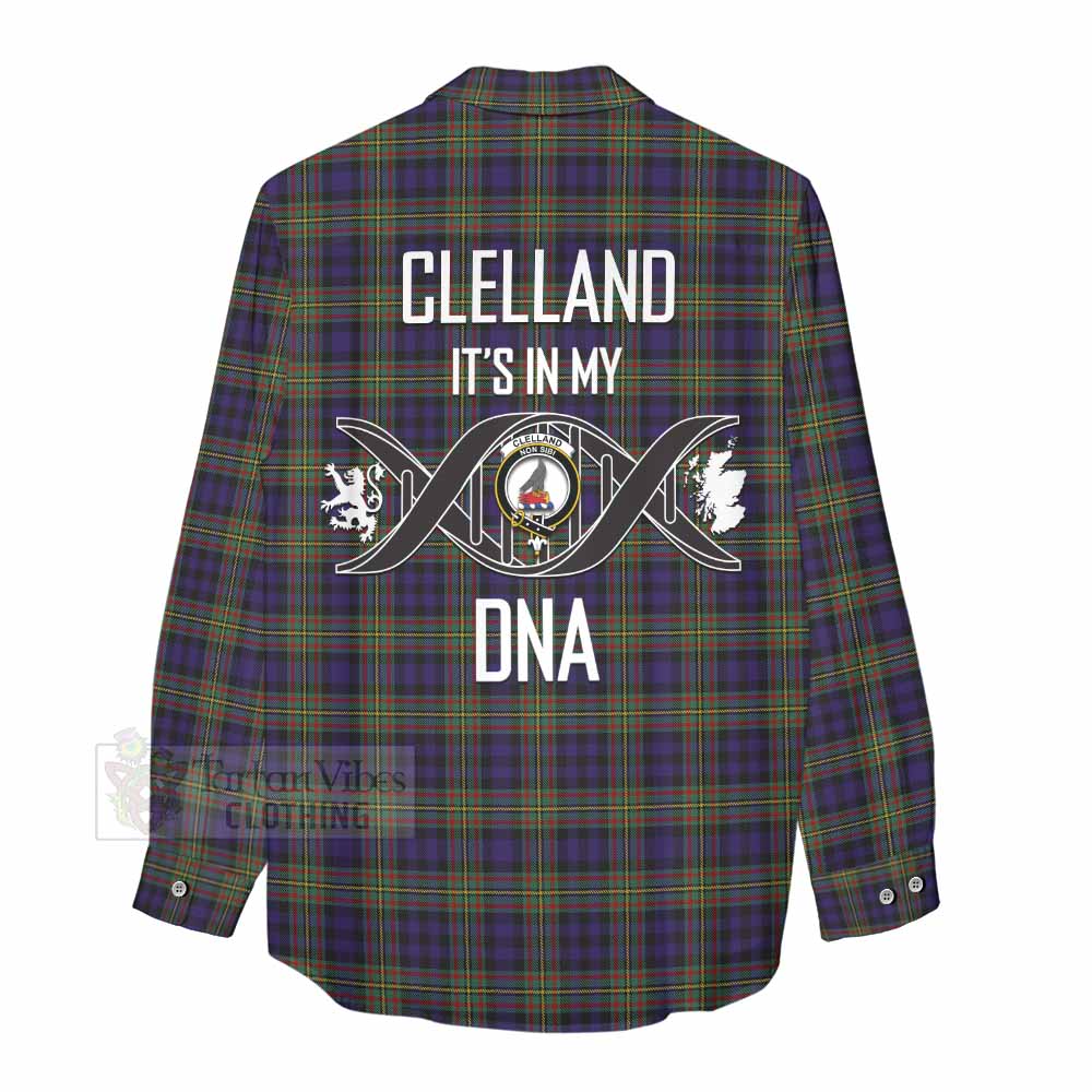 Tartan Vibes Clothing Clelland Tartan Women's Casual Shirt with Family Crest DNA In Me Style