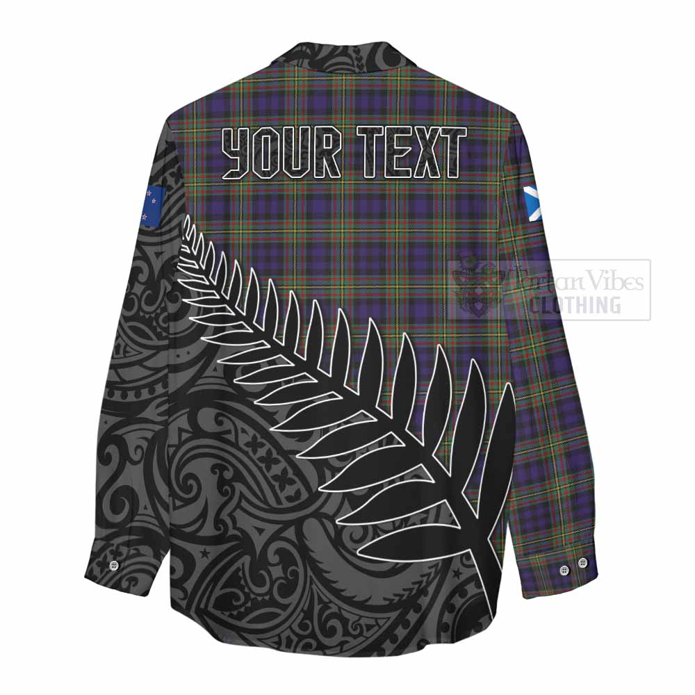 Tartan Vibes Clothing Clelland Crest Tartan Women's Casual Shirt with New Zealand Silver Fern Half Style