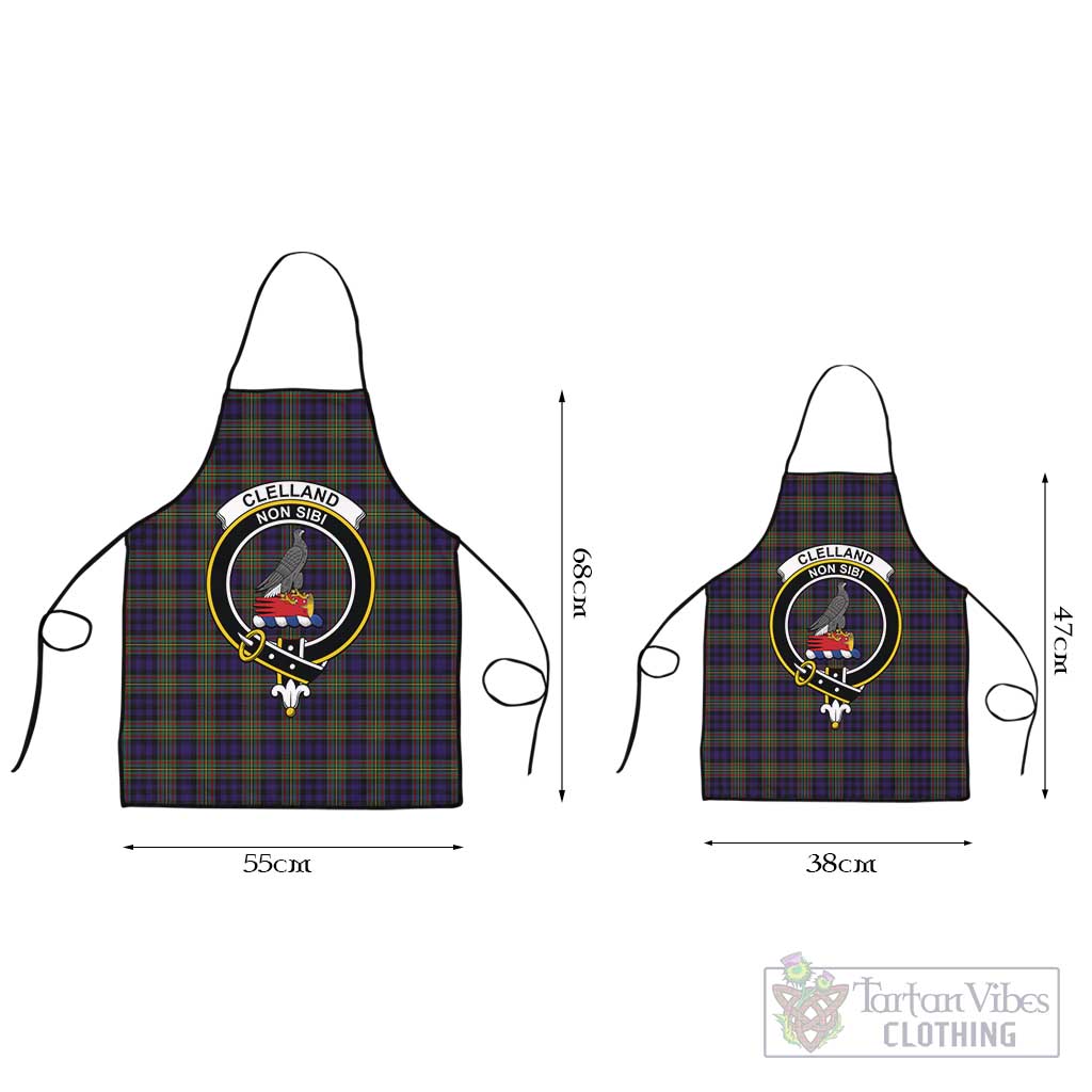 Clelland Tartan Apron with Family Crest Black L 55x68 cm - Tartan Vibes Clothing