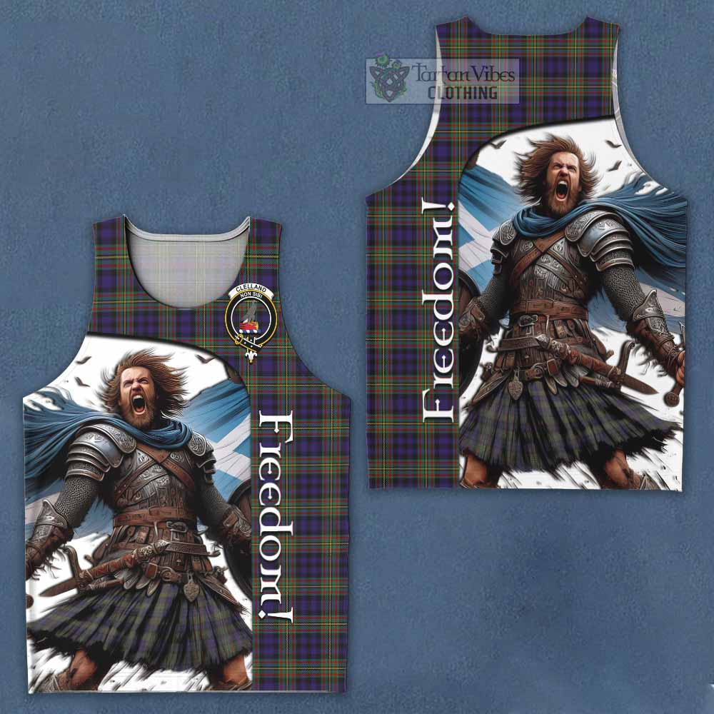 Tartan Vibes Clothing Clelland Crest Tartan Men's Tank Top Inspired by the Freedom of Scottish Warrior